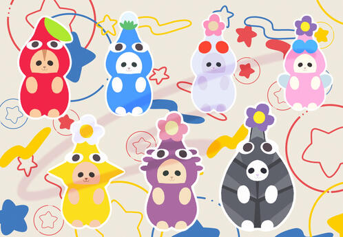 Pikmin Sticker Sheet Design, 2024